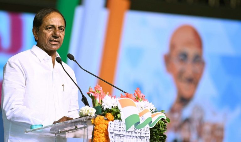 CM KCR speaking at the valedictory ceremony of fortnight-long Swatantra Bharatha Vajrotsavam