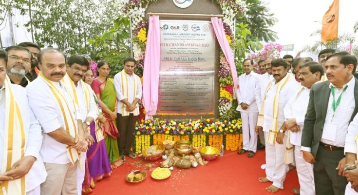 CM-KCR-laid-foundation-stone-for-Hyderabad-Expres-Metro-to-Airport