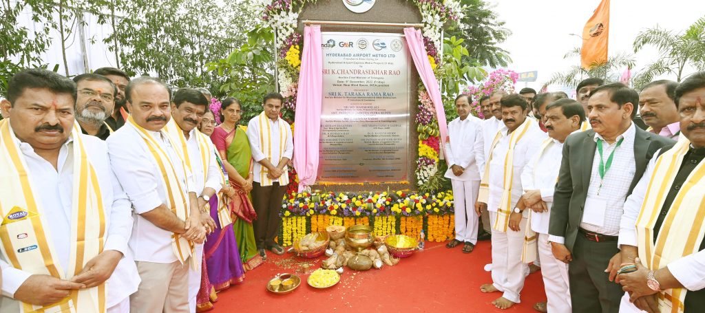 CM-KCR-laid-foundation-stone-for-Hyderabad-Expres-Metro-to-Airport