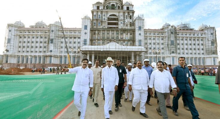 CM-KCR-inspected-ongoing-works-of-new-secretariat-building