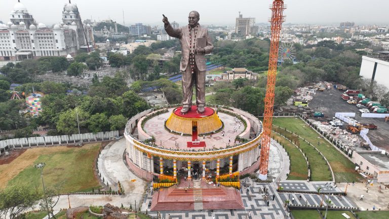 Unveiling of the 125-foot-tall statue of Dr. B.R. Ambedkar